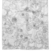 Daisies Wiese hellgraue Muster Duschvorhang (Vorderseite)