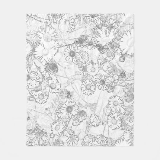 Daisies Wiese hellgraue Musterdecke Fleecedecke (Vorderseite)