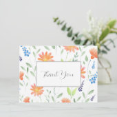 Daisies Wildblumen Watercolor Motif Dankeskarte (Stehend Vorderseite)