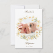 daisies wreath Baptism small thank you card Einladung (Vorderseite)