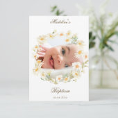 daisies wreath Baptism small thank you card Einladung (Stehend Vorderseite)