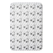 Daisis and Dots 2 - Schwarz und Weiß Badematte (Vorderseite Vertikal)