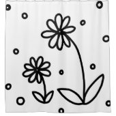 Daisis and Dots 2 - Schwarz und Weiß Duschvorhang (Vorderseite)