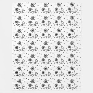 Daisis and Dots 2 - Schwarz und Weiß Fleecedecke