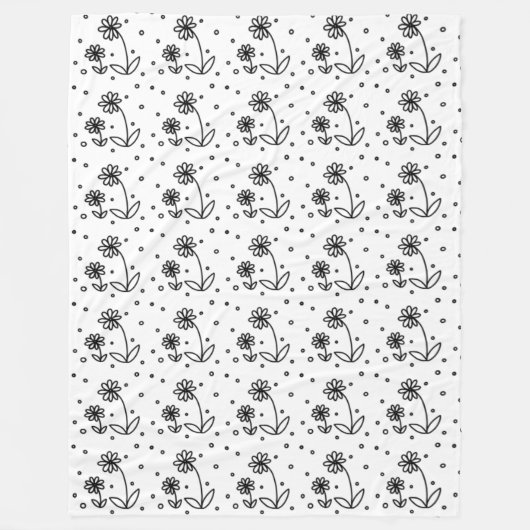 Daisis and Dots 2 - Schwarz und Weiß Fleecedecke (Vorderseite)
