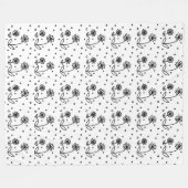 Daisis and Dots 2 - Schwarz und Weiß Fleecedecke (Vorderseite (Horizontal))