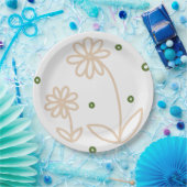 Daisis and Dots 2 - White, Sand und Palm Green Pappteller (Party)