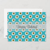 Daisis auf himmelblau Happy Birthday! Postkarte (Vorne/Hinten)