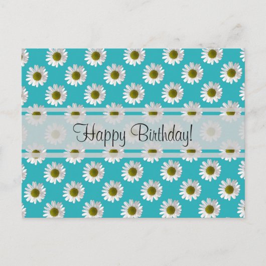 Daisis auf himmelblau Happy Birthday! Postkarte (Vorderseite)
