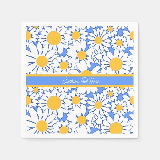 Daisis Blume Blue White Floral Personalisiert Serviette (Vorderseite)