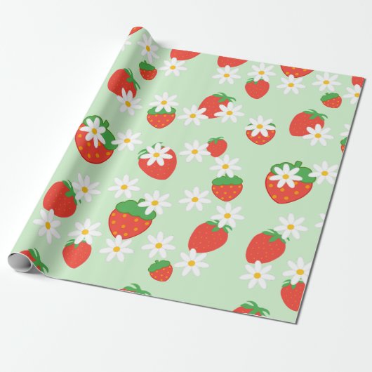 Daisis Blume Floral Erdbeere Muster Xmas Geschenkpapier (Ungerollt)