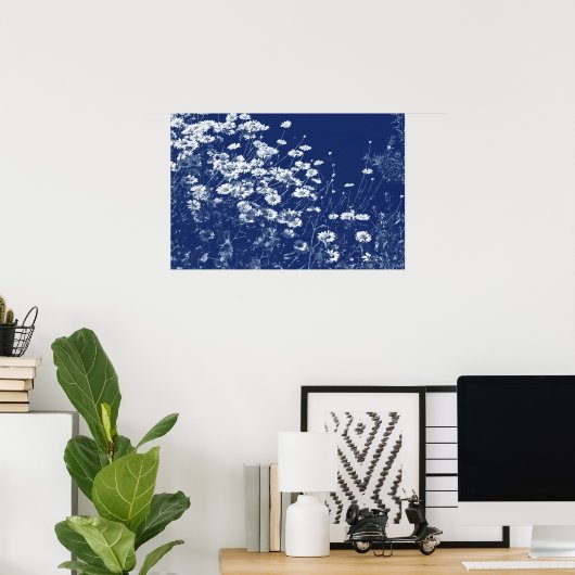 Daisis - Cyanotypwirkung Poster (Heimbüro)