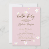 Daisis Hello Baby Spring Pink Boho Girl Dusche Einladung (Vorderseite)