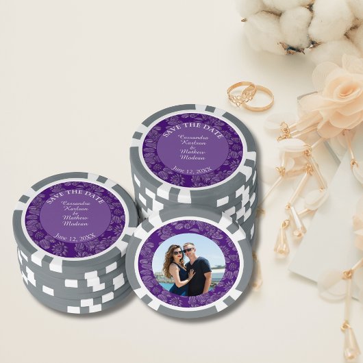 Daisis Lila Save the Date & Foto Card Pokerchips