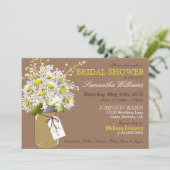 Daisis Mason Jar Burlap Rustic Brautparty Einladung (Stehend Vorderseite)