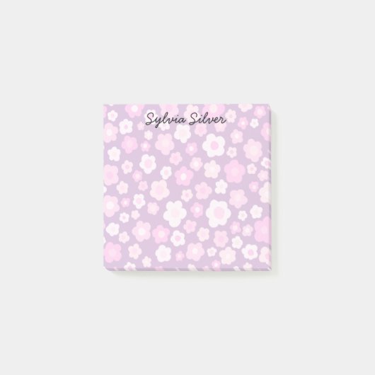 Daisis Muster CUSTOM Chic Monogram Personalisiert Post-it Klebezettel (Vorderseite)