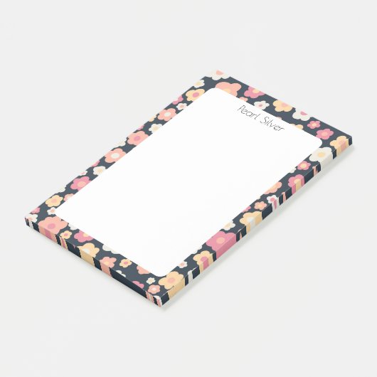 Daisis Muster CUSTOM Chic Monogram Personalisiert Post-it Klebezettel (angewinkelt)