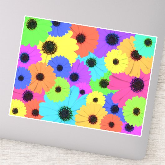 Daisis oder Marigolds farbenfrohe psychedelische M Aufkleber