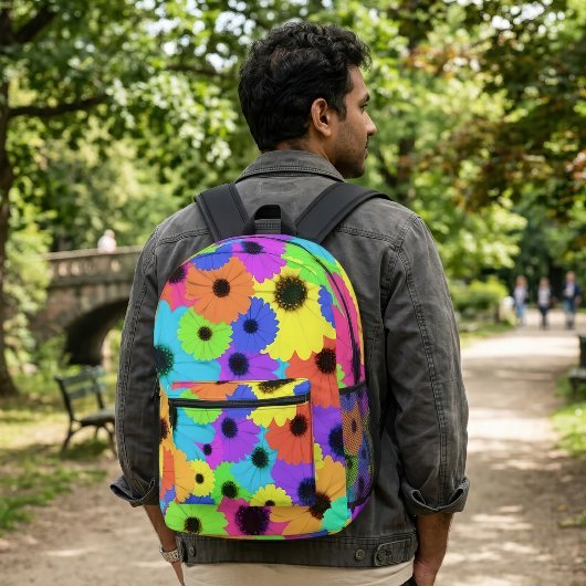 Daisis oder Marigolds farbenfrohe psychedelische M Bedruckter Rucksack