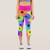 Daisis oder Marigolds farbenfrohe psychedelische M Capri Leggings (Vorderseite)