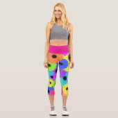 Daisis oder Marigolds farbenfrohe psychedelische M Capri Leggings (Vorderseite)