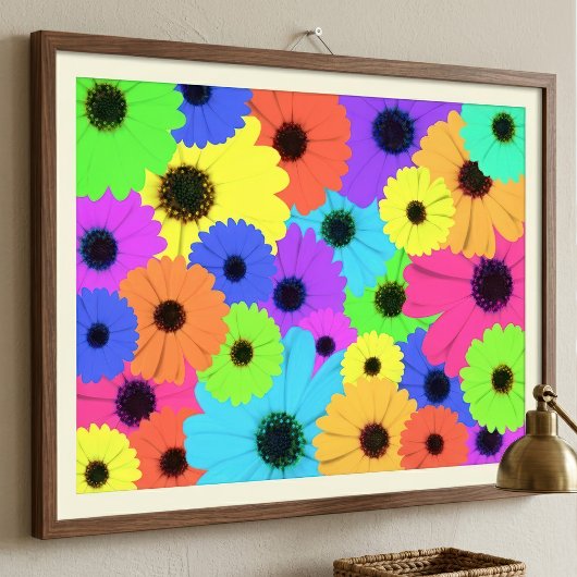 Daisis oder Marigolds farbenfrohe psychedelische M Fotodruck
