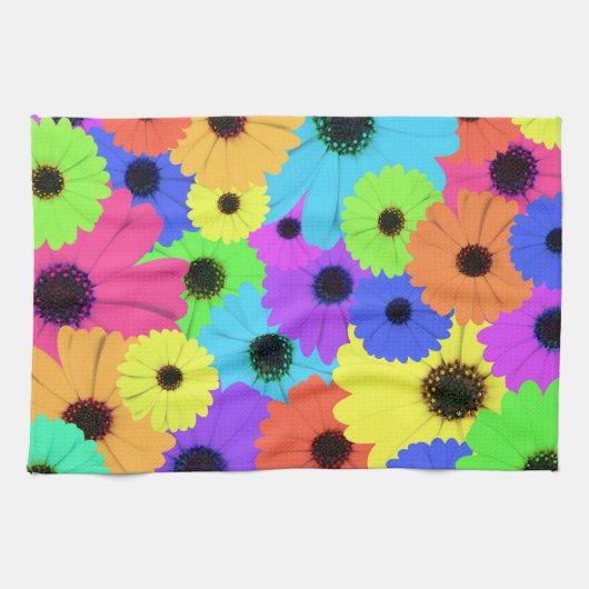 Daisis oder Marigolds farbenfrohe psychedelische M Geschirrtuch (Horizontal)