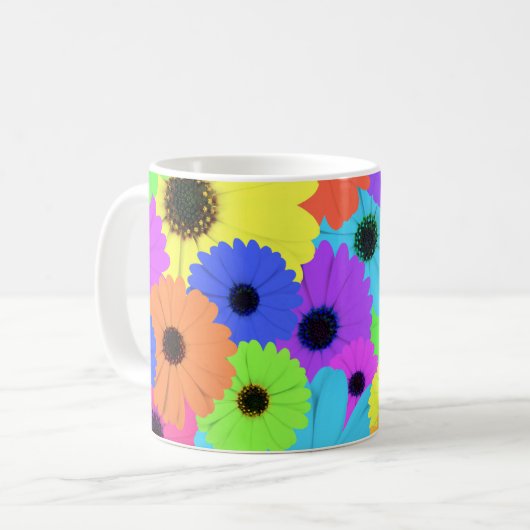 Daisis oder Marigolds farbenfrohe psychedelische M Kaffeetasse (Vorderseite Links)