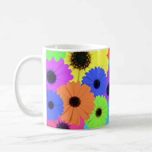 Daisis oder Marigolds farbenfrohe psychedelische M Kaffeetasse (Links)