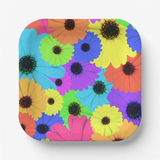 Daisis oder Marigolds farbenfrohe psychedelische M Pappteller (Vorderseite)