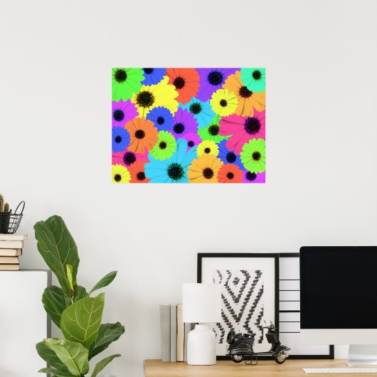 Daisis oder Marigolds farbenfrohe psychedelische M Poster (Heimbüro)