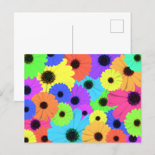 Daisis oder Marigolds farbenfrohe psychedelische M Postkarte
