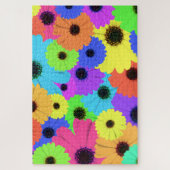 Daisis oder Marigolds farbenfrohe psychedelische M Puzzle (Vertikal)