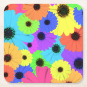 Daisis oder Marigolds farbenfrohe psychedelische M Rechteckiger Pappuntersetzer (Vorderseite)