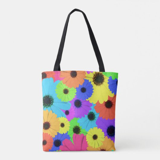 Daisis oder Marigolds farbenfrohe psychedelische M Tasche (Rückseite)
