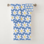 Daisis Retro Floral Muster weiß blau Badhandtuch Set (Insitu)