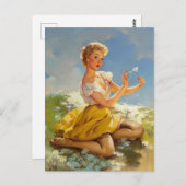 Daisis sagen mir Liebe, Liebe mir kein Button auf Postkarte (Vorne/Hinten)