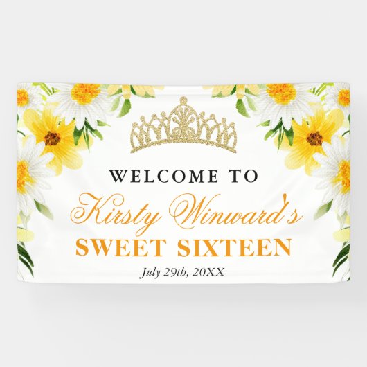 Daisis und Blume begrüßen 16 . Geburtstag Banner (Horizontal)