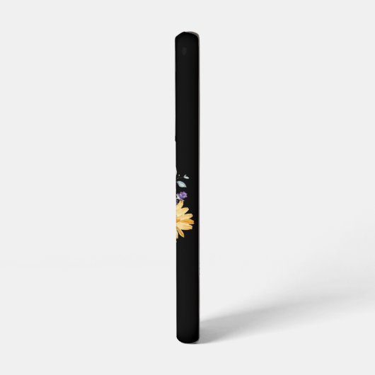 Daisis und Eukalyptus auf schwarz Samsung Galaxy Hülle (Linke Seite)