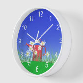 Daisis und Red Watering Can Uhr (Winkel)