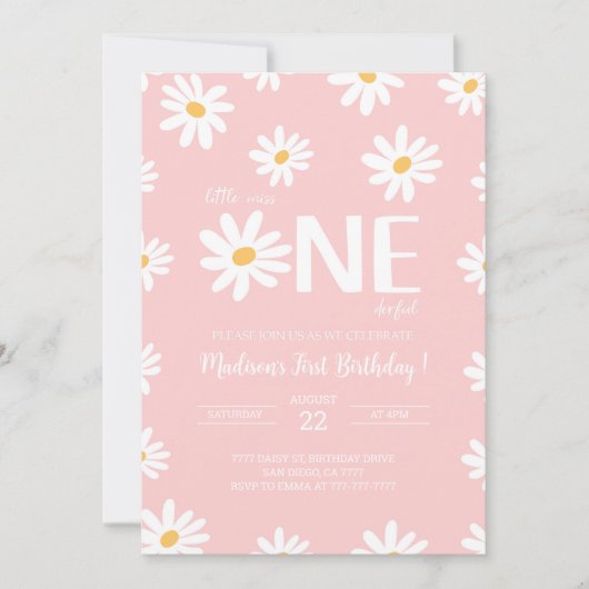 Daisy 1. Geburtstag Einladung (Vorderseite)