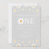 Daisy 1. Geburtstag Gray Einladung (Vorderseite)