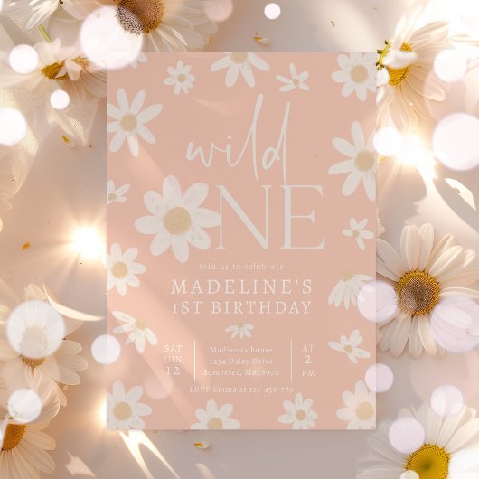 Daisy 1. Geburtstag Wild eine Wildblume Geburtstag Einladung