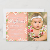 Daisy 1. Geburtstagsmädchen Einladung mit Foto (Vorderseite)