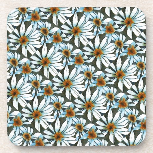 "Daisy #1 Tiled Pattern" Blumenmuster-Untersetzer- Getränkeuntersetzer (Vorderseite)