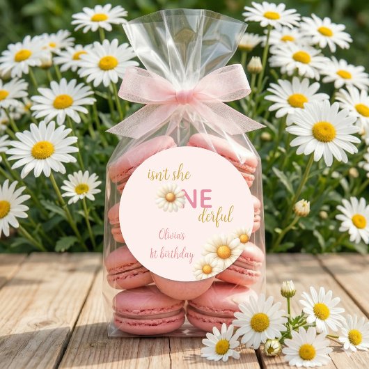 Daisy 1st Birthday Isn't She ONEderful Boho Runder Aufkleber