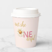 Daisy 1st Birthday Isn't She ONEderful Pink Boho Pappbecher (Vorderseite)