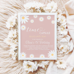 Daisy 1st Birthday Time Kapselunterschrift, Retro Poster