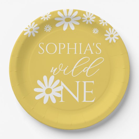 Daisy 1st Birthday Wild One Wildflower Birthday Pappteller (Vorderseite)