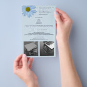 Daisy 2 Blue Floral Simple Modern Ihr 2 Foto Flyer (Handgriff)